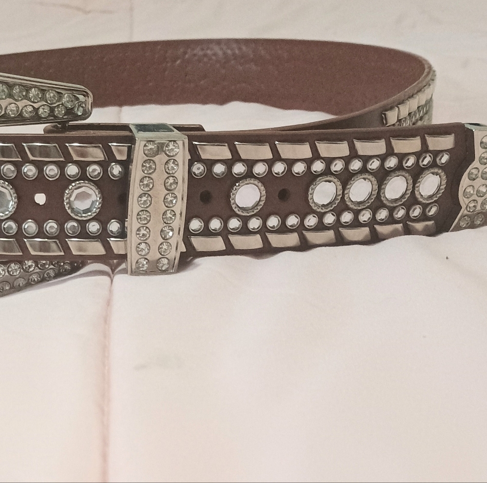 Studded Brown Belt with Silver Accents